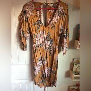 Gold Floral Mini Dress